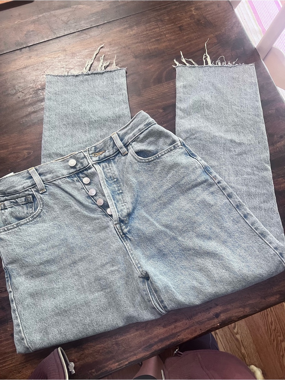 PacSun Women's Light Wash High-Rise Straight Jeans with Button Fly